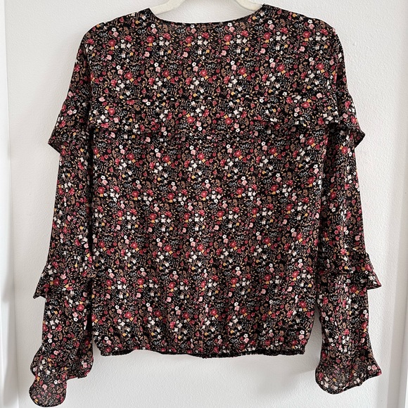 Floral Flutter Long-Sleeve Wrap Blouse - Picture 3 of 5